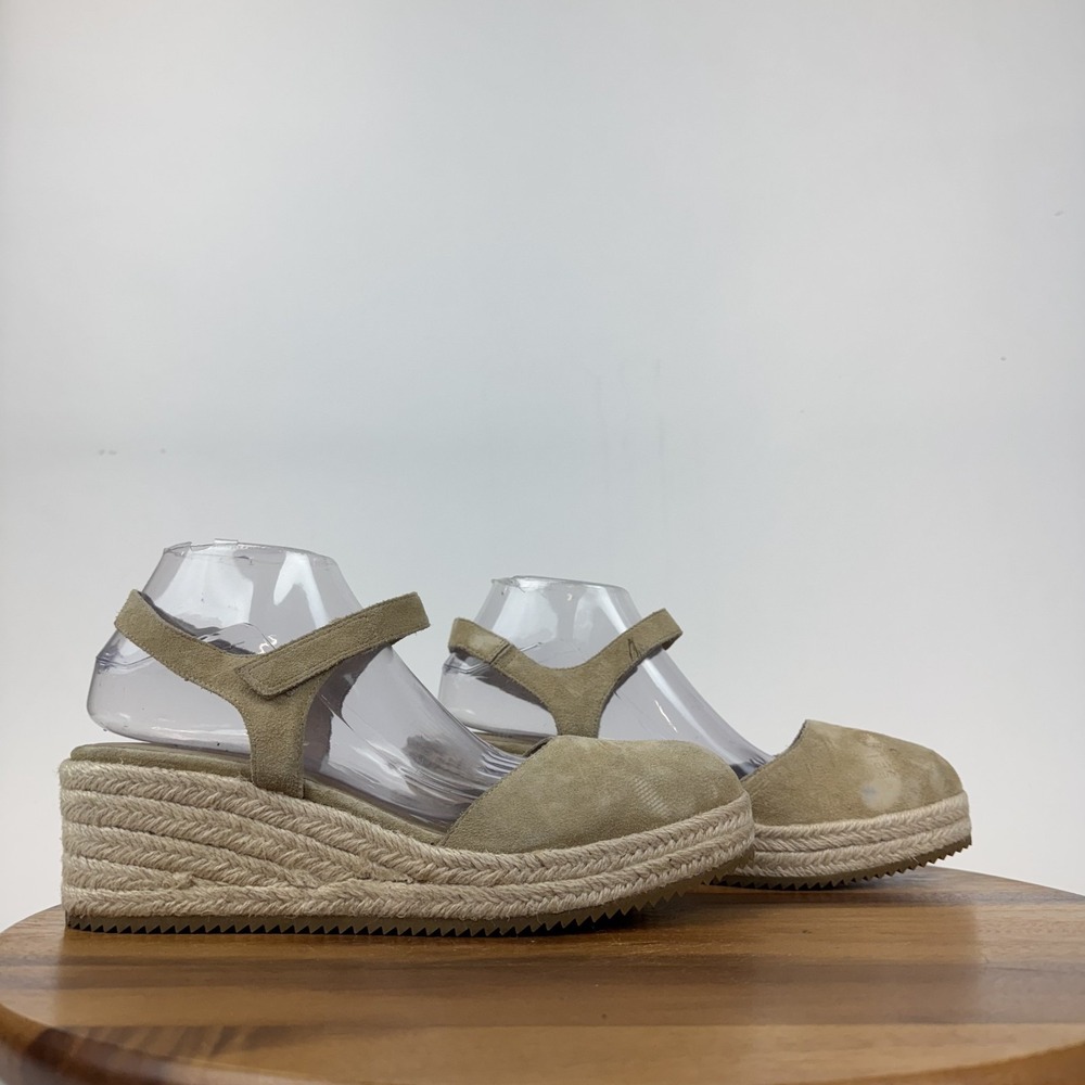 New Womens Eileen Fisher Nessa Beige Espadrille Platform Wedge Sandals Size 11